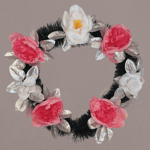 Венок на похороны бескаркасный серебристо-розовый